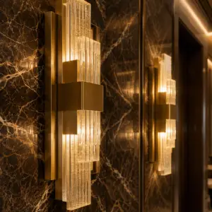 Aura Architectural Fluted Ice Crystal Wall Sconce