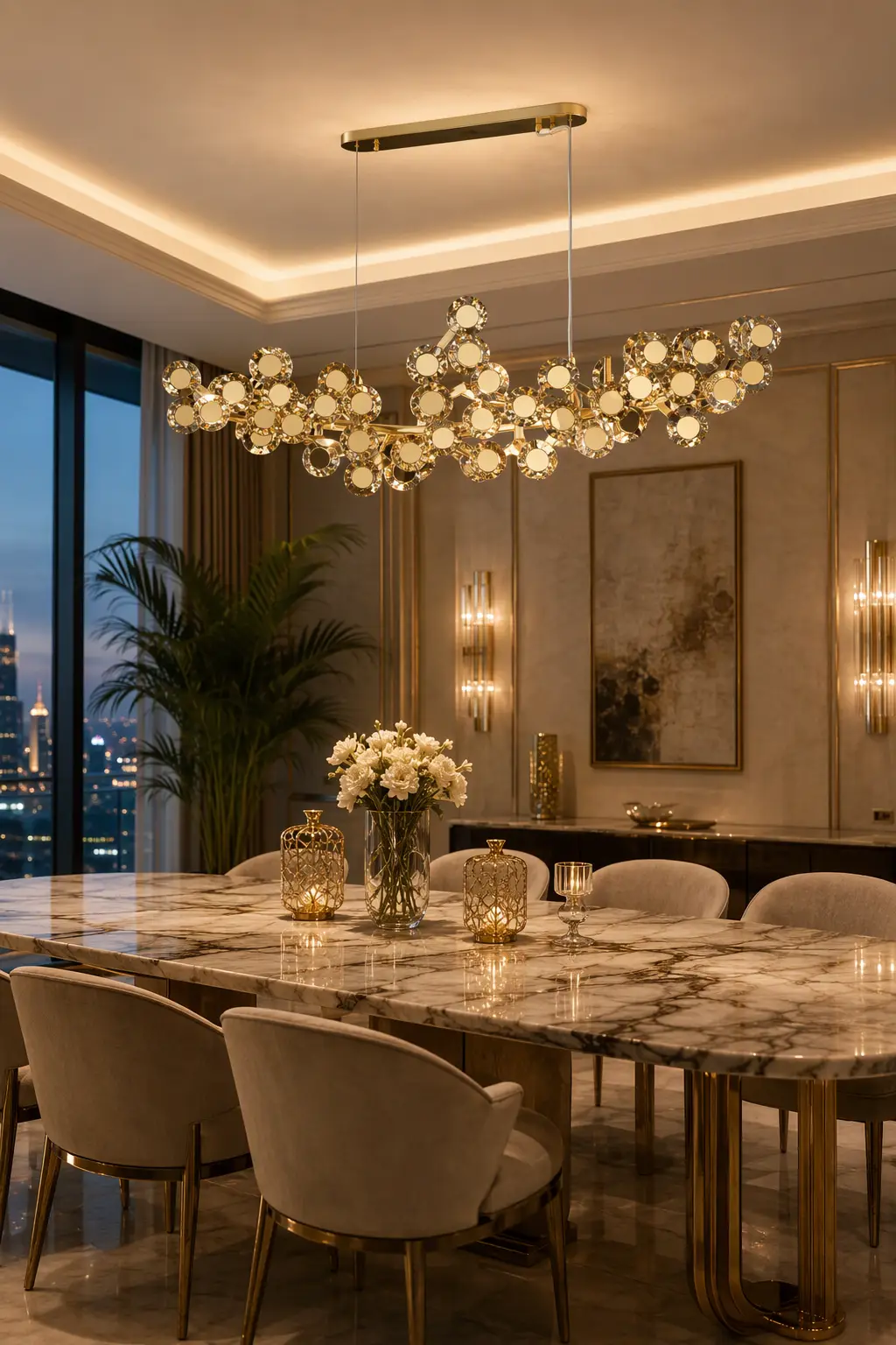 The Imperial Linear Gold Crystal Chandelier